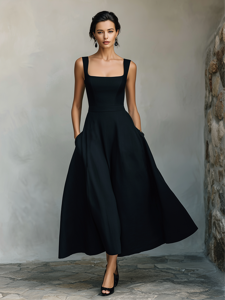 Square Neck Swing Maxi Dress
