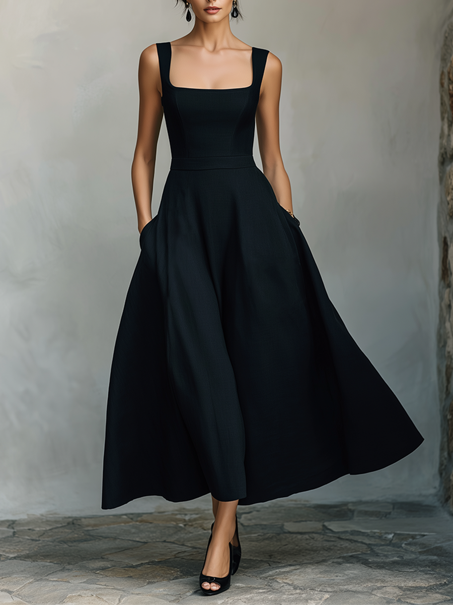 Square Neck Swing Maxi Dress
