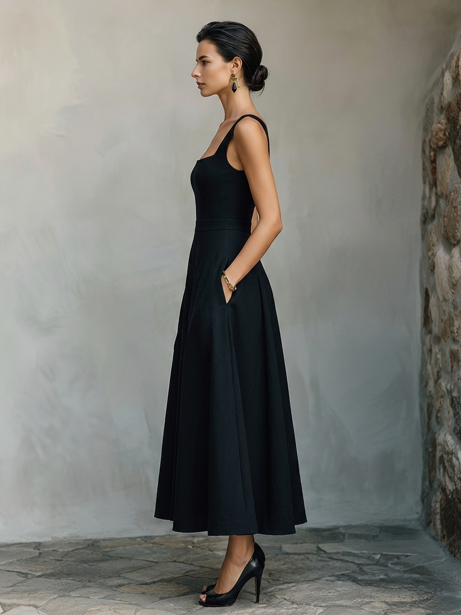 Square Neck Swing Maxi Dress