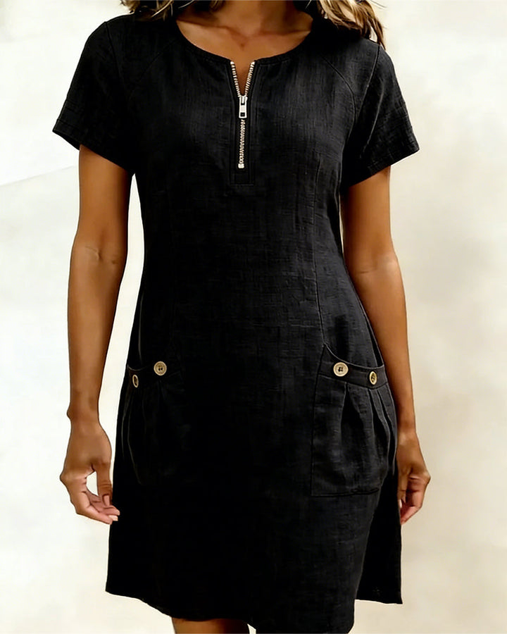 Maria Elena Bay | Cotton Zip-Pocket Dress