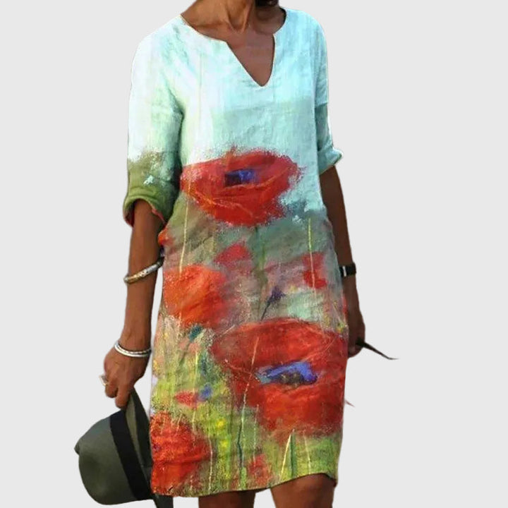 Addison | Spring Dress with V-Neck and Three-Quarter Sleeves