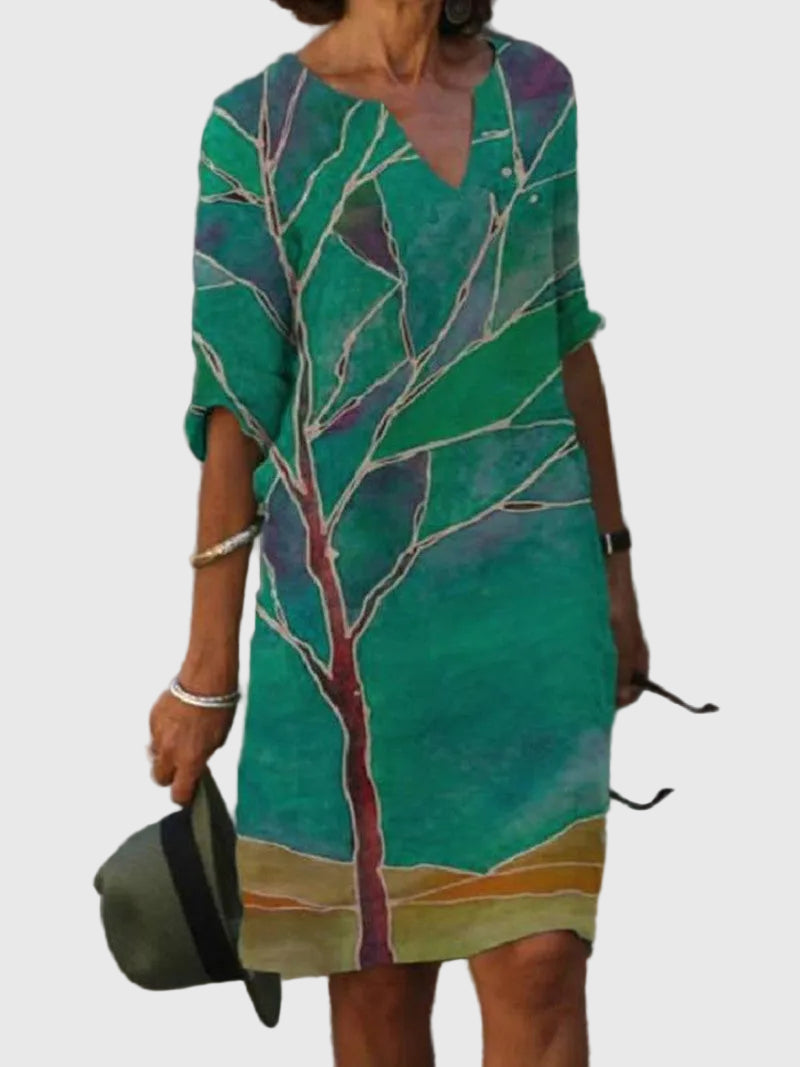 Addison | Spring Dress with V-Neck and Three-Quarter Sleeves
