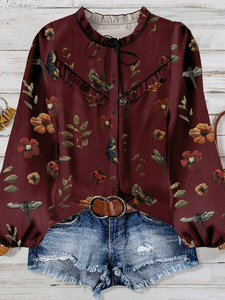 Liora | Vintage Meadow Tie Blouse