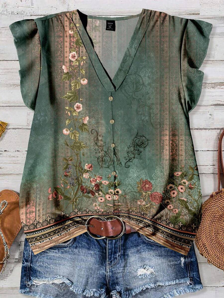 Aveline | Vintage Garden Button Blouse