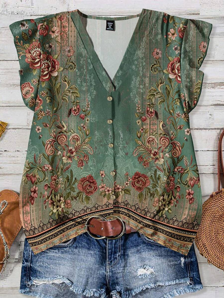 Aveline | Vintage Garden Button Blouse