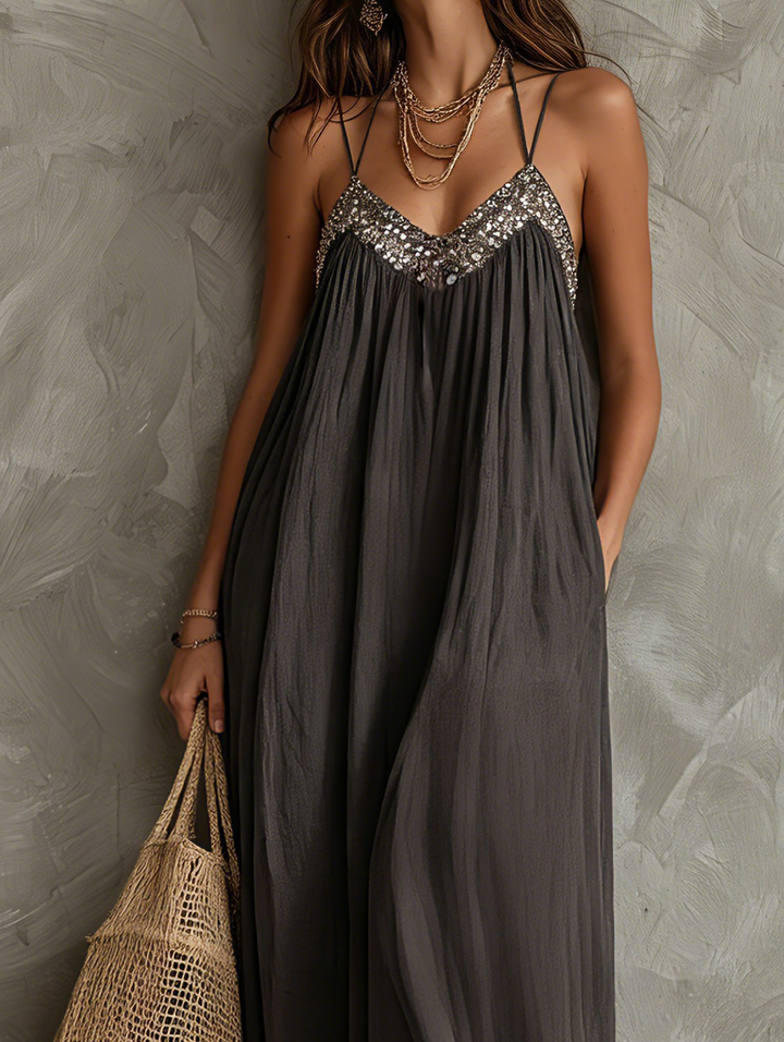 Sequined Splice Maxi Dress