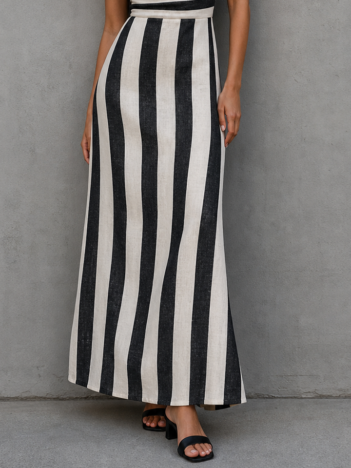 Women's Minimalist Striped Print Spaghetti Strap Cowl Neck Maxi Dress MDZ3099F8WY