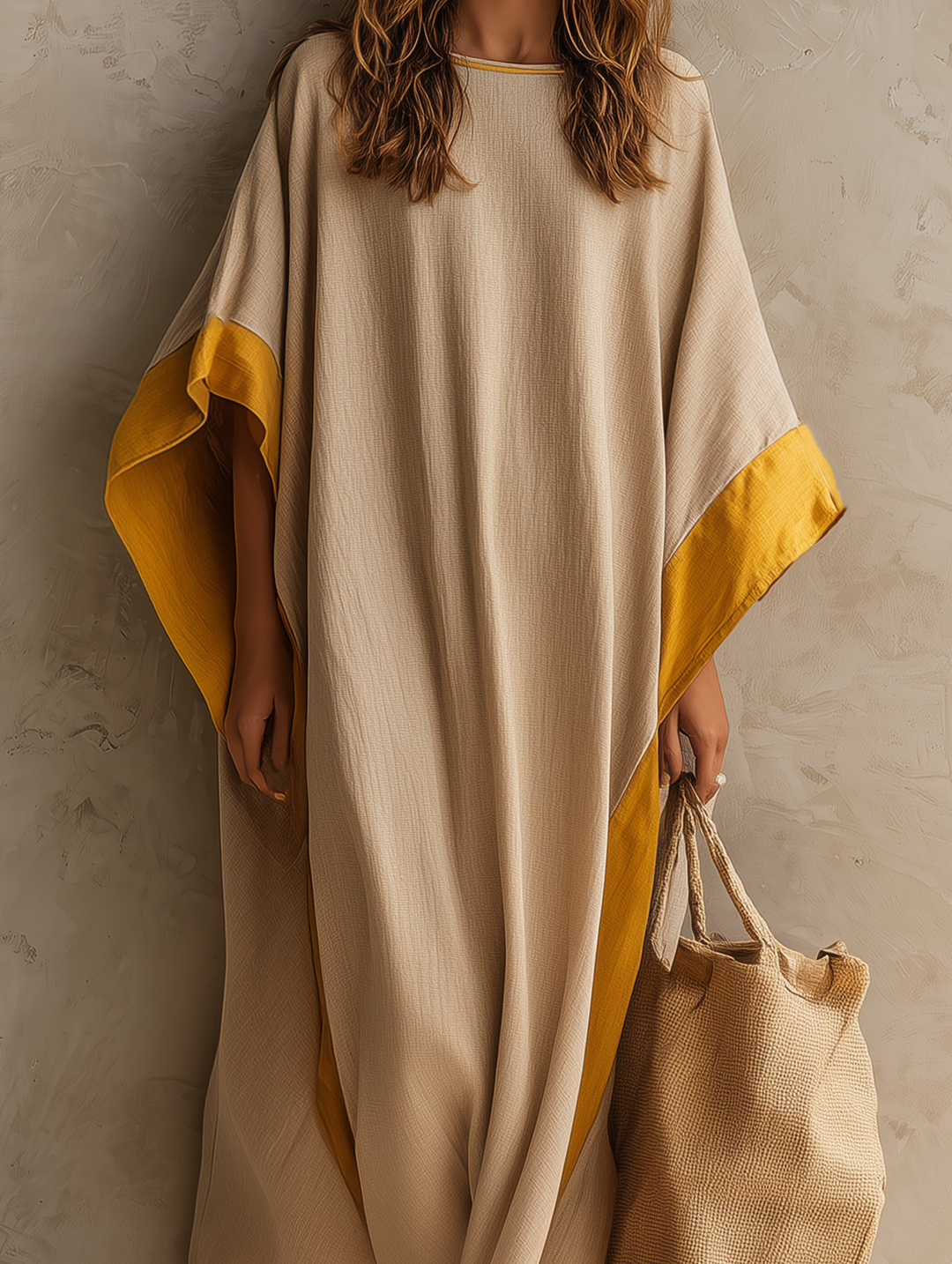 Relaxed Batwing Linen Maxi Dress