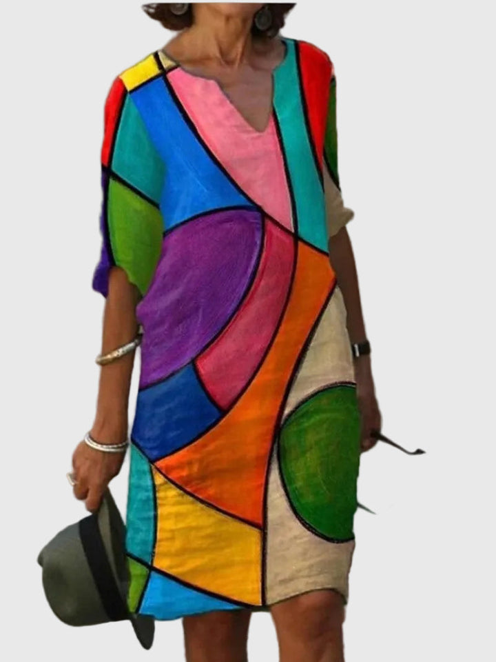 Addison | Spring Dress with V-Neck and Three-Quarter Sleeves
