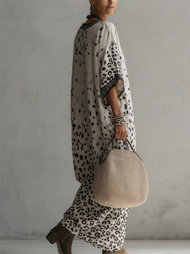 Gradient Leopard Chiffon Maxi Dress