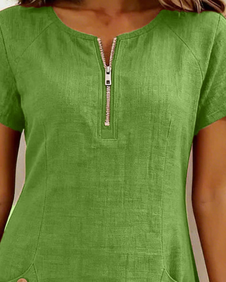 Maria Elena Bay | Cotton Zip-Pocket Dress