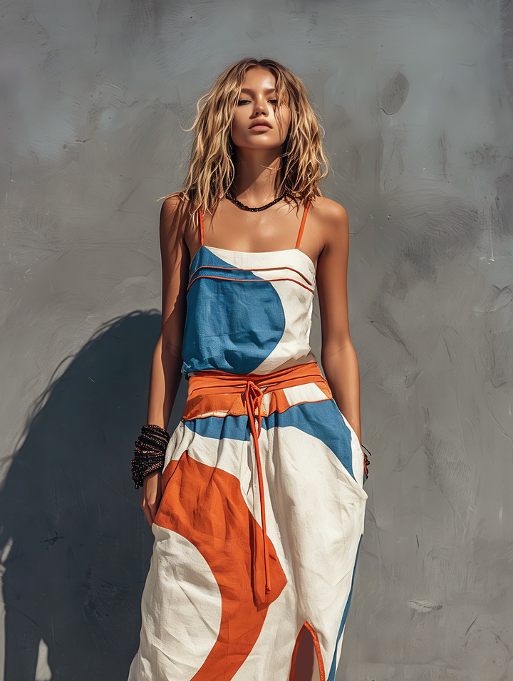 Printed Spaghetti Strap Maxi Dress