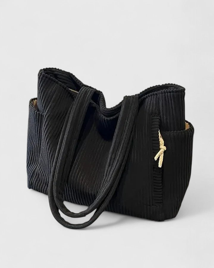 Esme | Luxurious Ribbed Tote Bag with Cord Detail