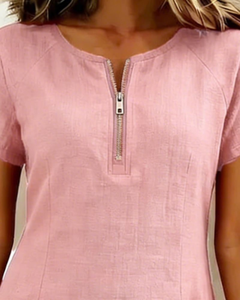 Maria Elena Bay | Cotton Zip-Pocket Dress