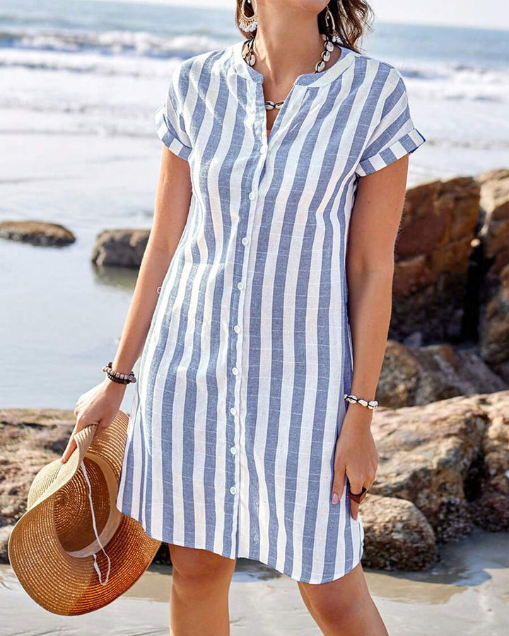 Marthe™ | Elegante Gestreepte Hemdress