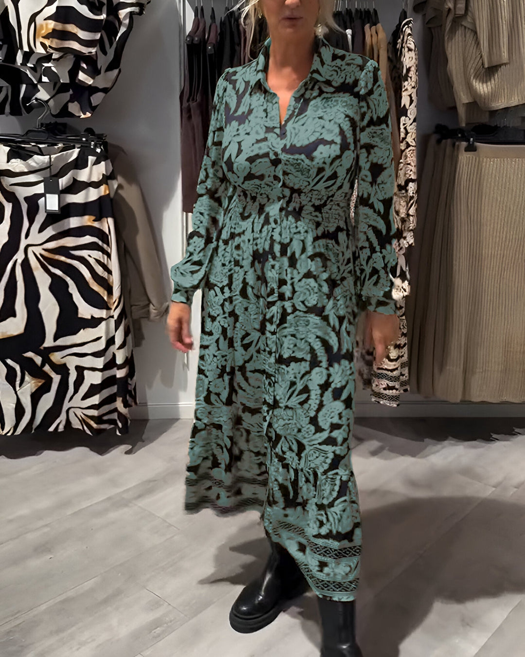 Marisse™ | Midi Jurk met Print en V-Hals