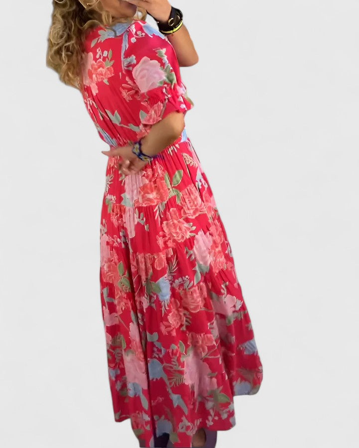Cameryn | Elegant Floral V-neck Dress