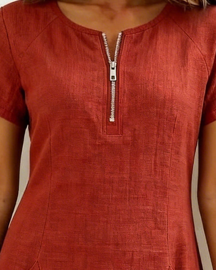 Maria Elena Bay | Cotton Zip-Pocket Dress
