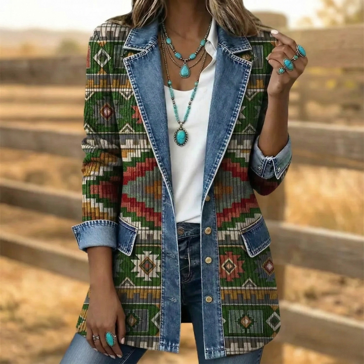 Dakota | Western Denim Aztec Jacket