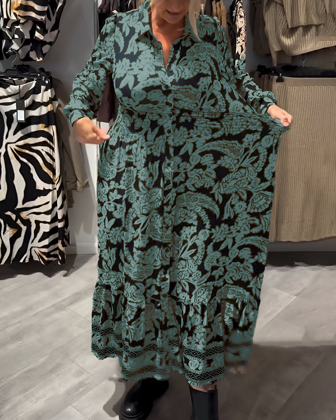 Marisse™ | Midi Jurk met Print en V-Hals