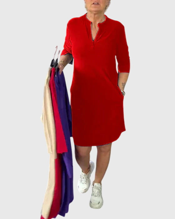 Destiny | Solid V-Neck Dress
