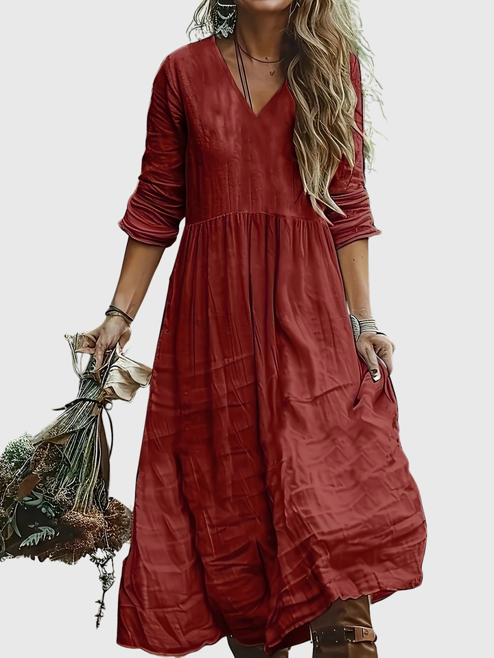 Sharon | Fashionable Long Dress With V Neck