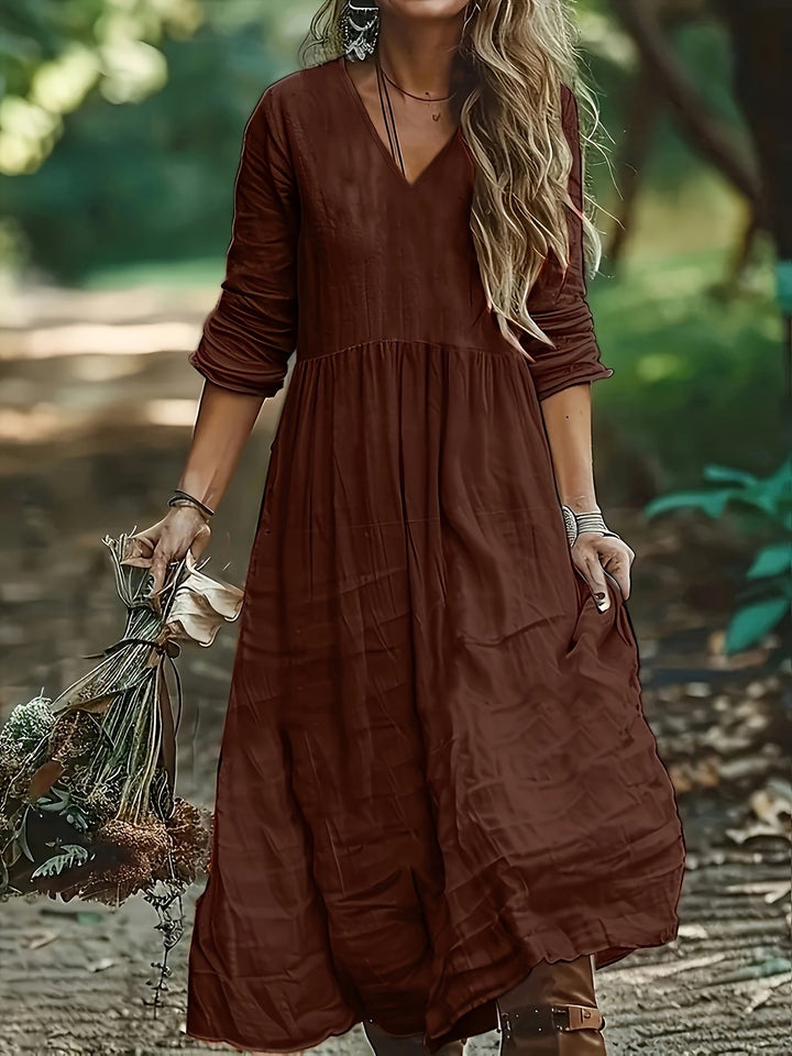 Sharon | Fashionable Long Dress With V Neck