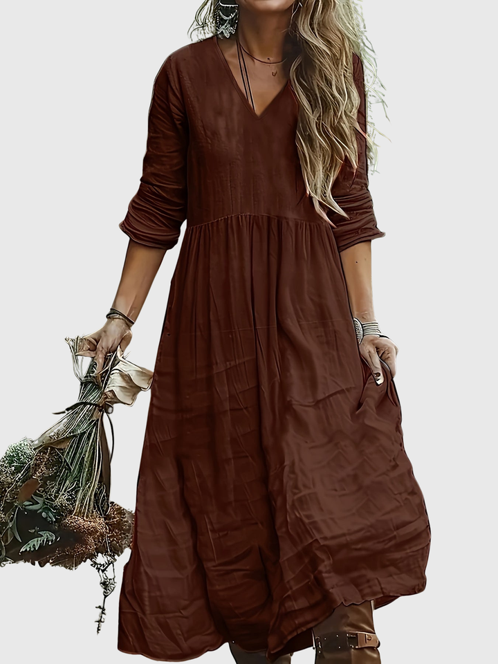 Sharon | Fashionable Long Dress With V Neck
