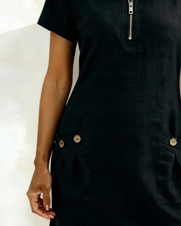 Maria Elena Bay | Cotton Zip-Pocket Dress