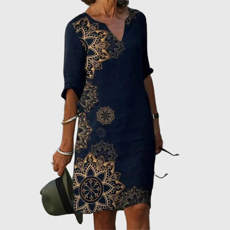 Addison | Spring Dress with V-Neck and Three-Quarter Sleeves
