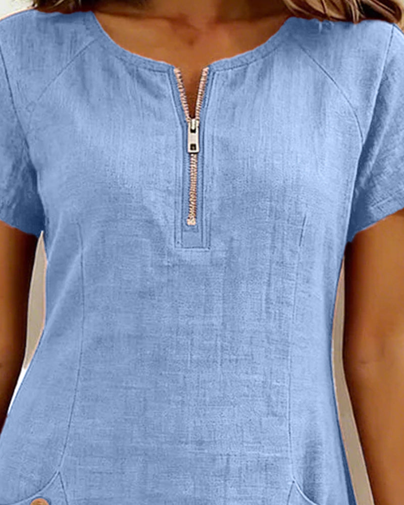 Maria Elena Bay | Cotton Zip-Pocket Dress