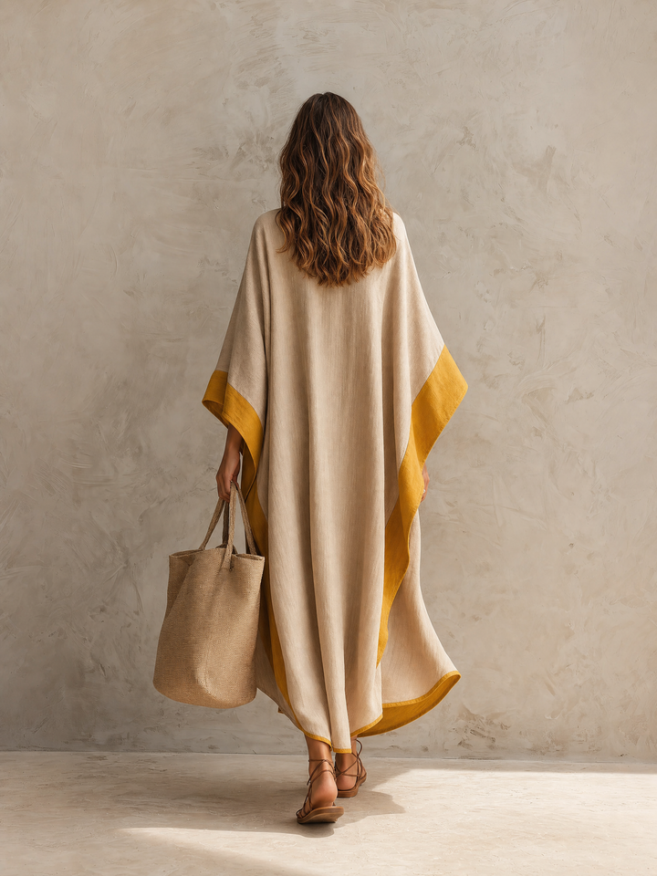Relaxed Batwing Linen Maxi Dress