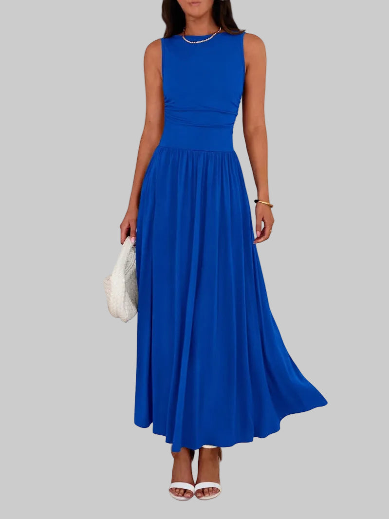 Freya | Chic Sleeveless Ruched High-Waisted Maxi Dress