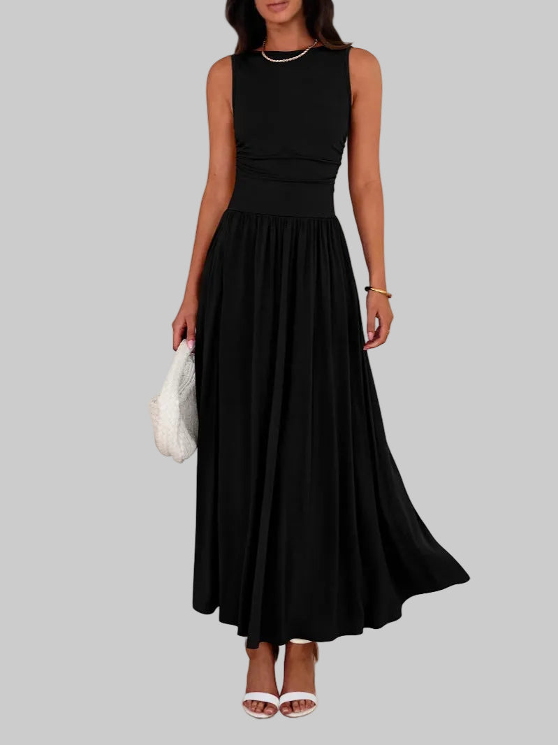 Freya | Chic Sleeveless Ruched High-Waisted Maxi Dress