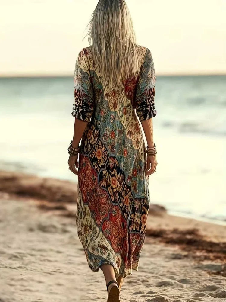 Kelly | Vintage-Inspired Patchwork Midi Dress