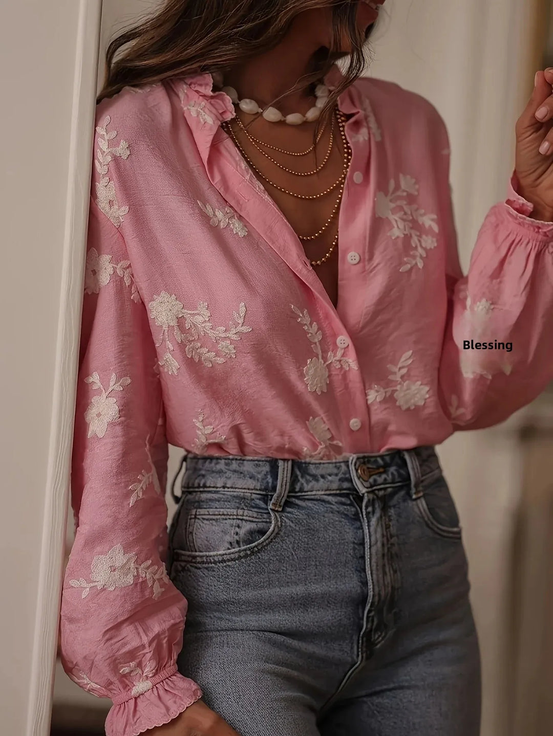 Rosalie | Elegant Floral Button Blouse