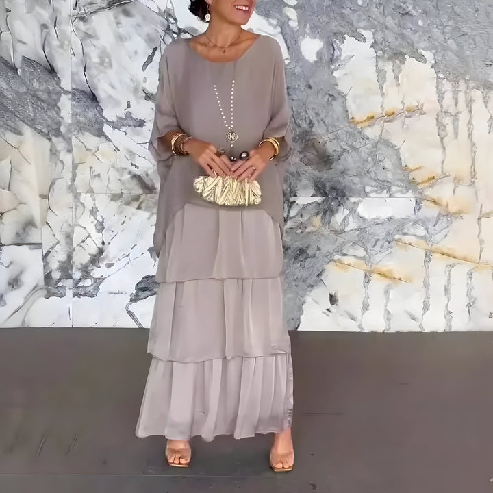 Monique™ | Chiffon Jurk met Cake Rok