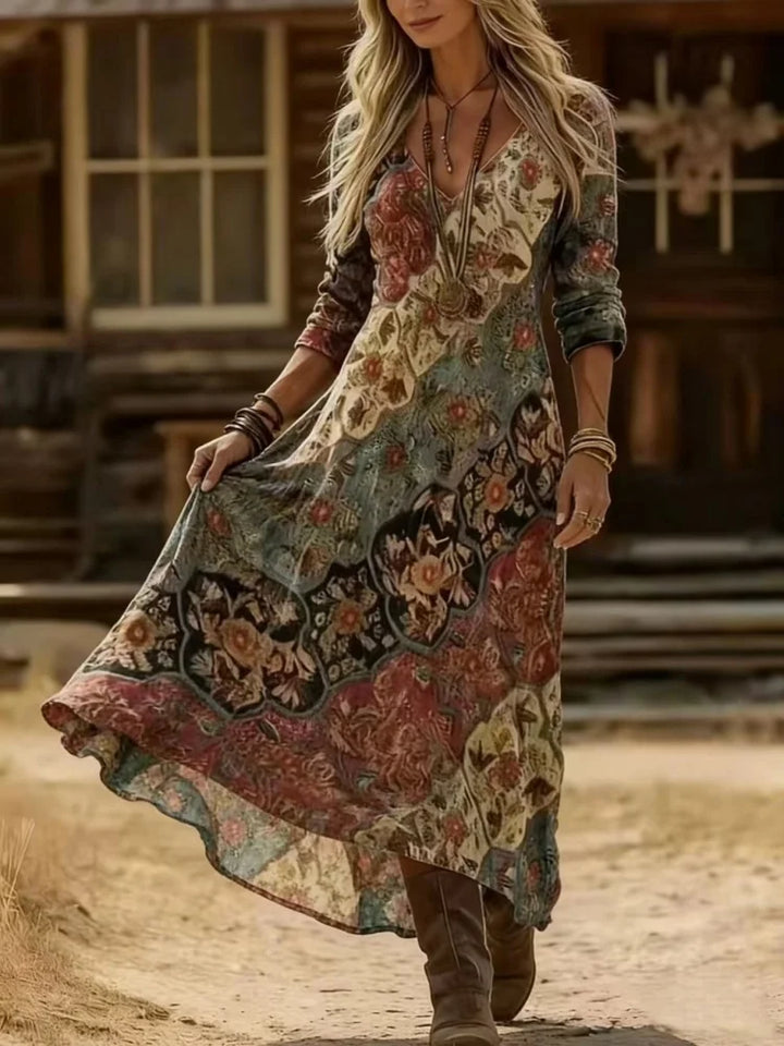 Kelly | Vintage-Inspired Patchwork Midi Dress