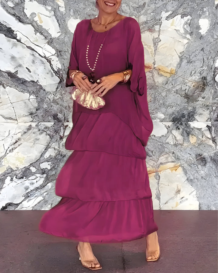 Monique™ | Chiffon Jurk met Cake Rok