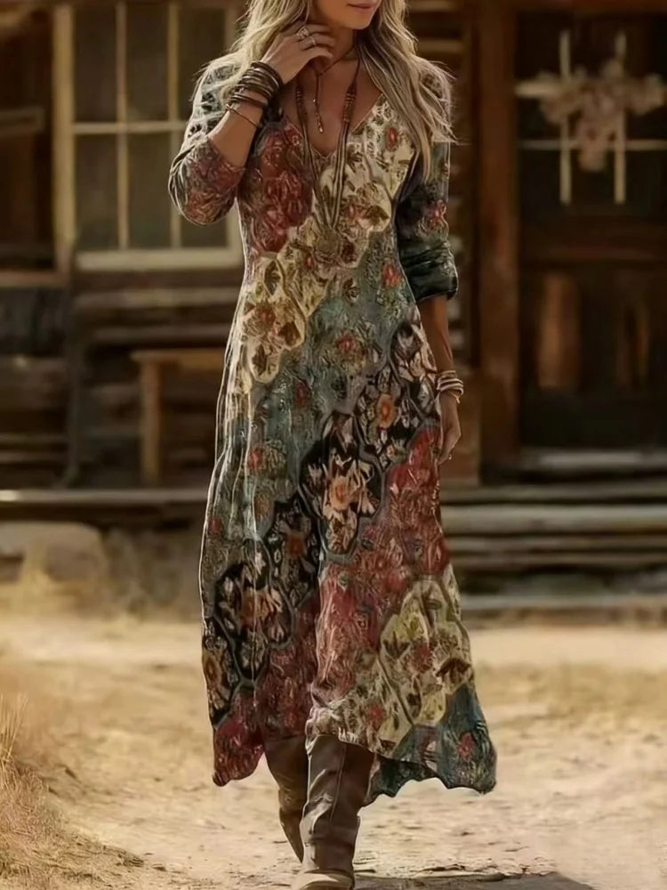 Kelly | Vintage-Inspired Patchwork Midi Dress