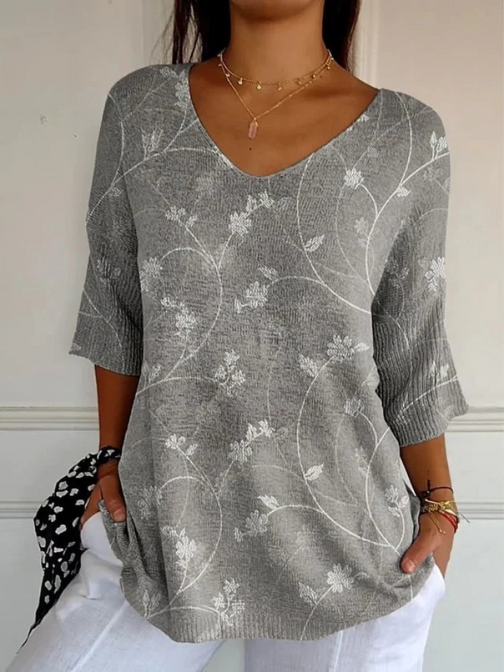 Brown | Women's Vintage Floral Art Casual Pullover Knit