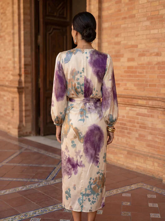 Alleyah™ | Luxe Wikkeljurk met Aquarelprint