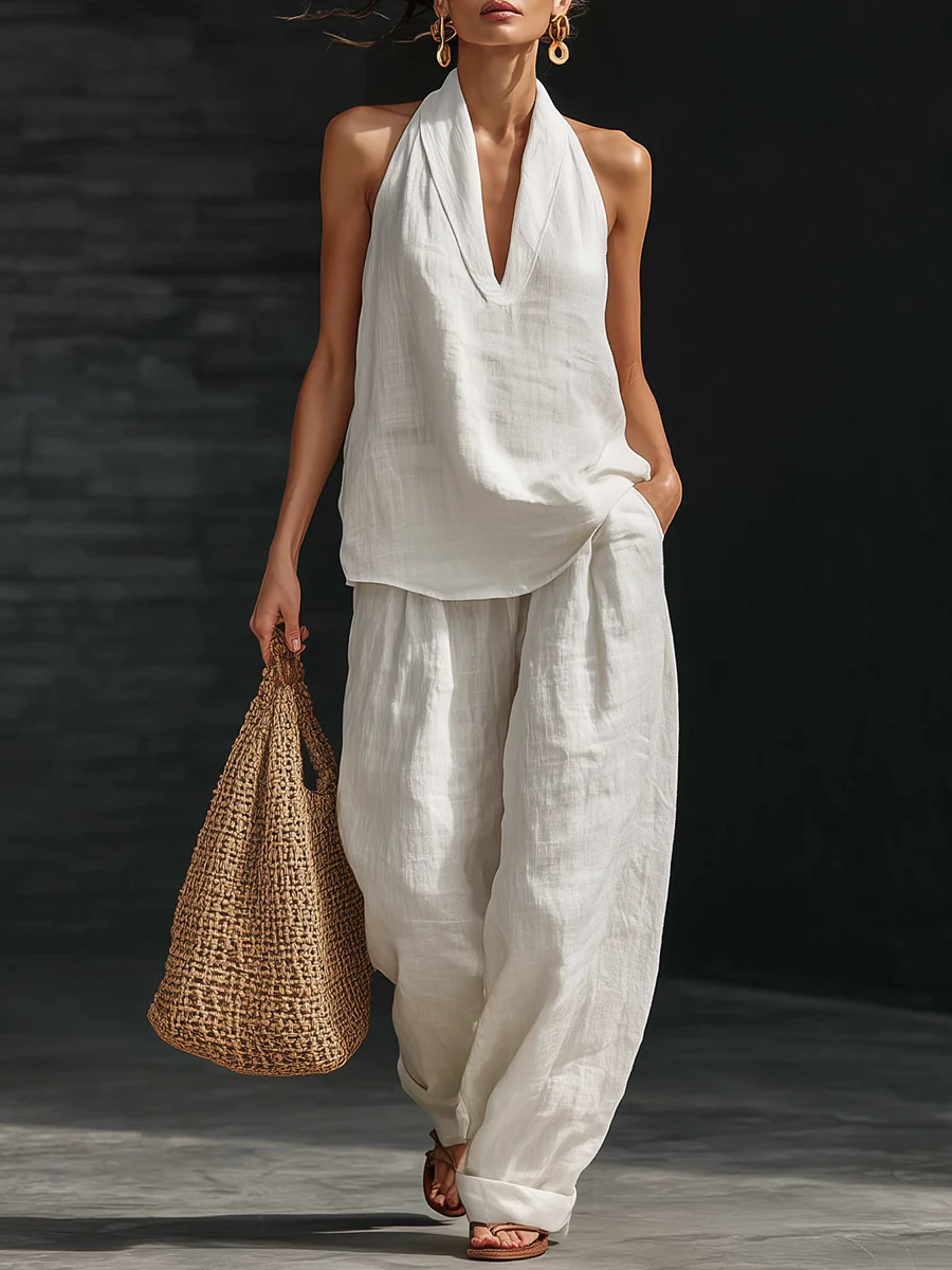 Zoë | Sleeveless Set with Wide Trousers