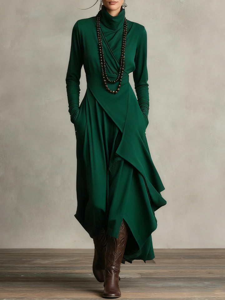 Gianna | Elegant Draped Turtleneck Maxi Dress