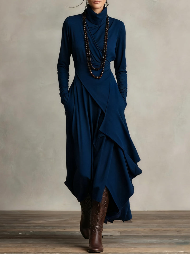 Gianna | Elegant Draped Turtleneck Maxi Dress