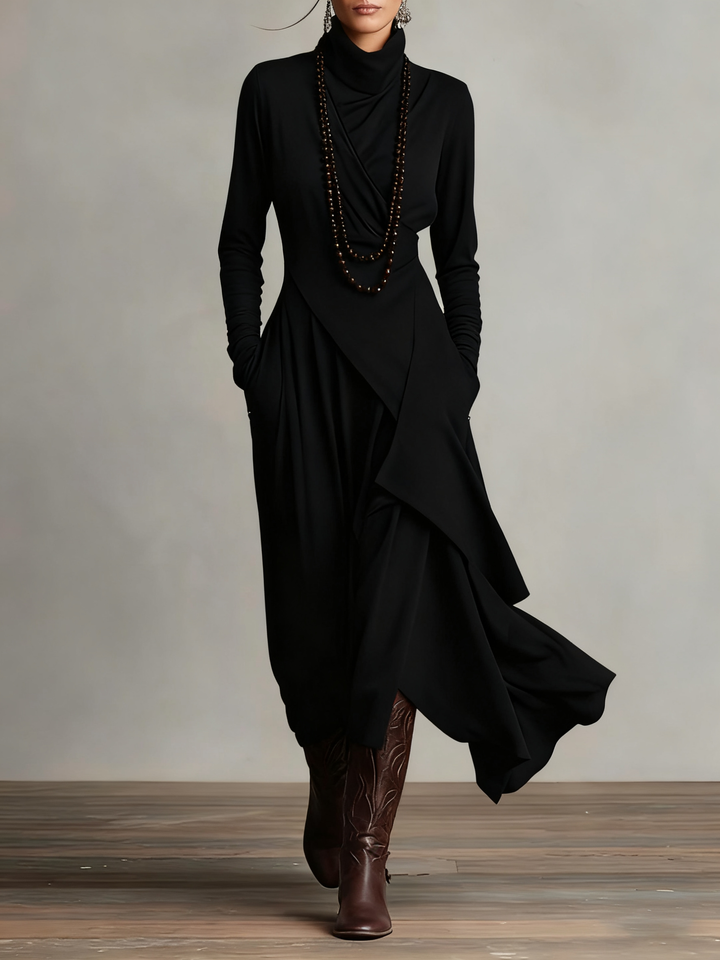 Gianna | Elegant Draped Turtleneck Maxi Dress