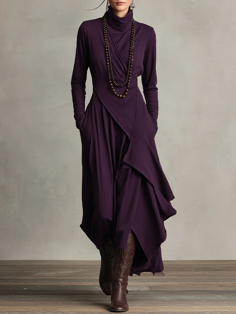 Gianna | Elegant Draped Turtleneck Maxi Dress