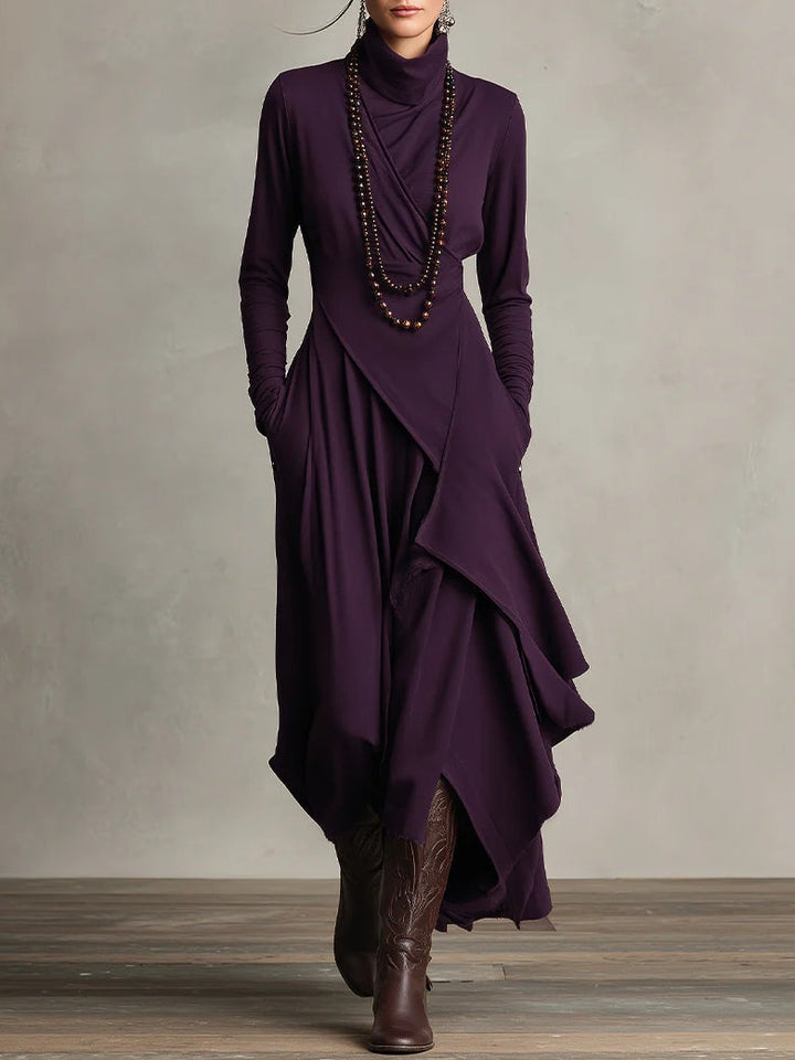 Gianna | Elegant Draped Turtleneck Maxi Dress