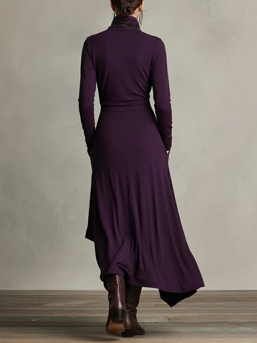 Gianna | Elegant Draped Turtleneck Maxi Dress