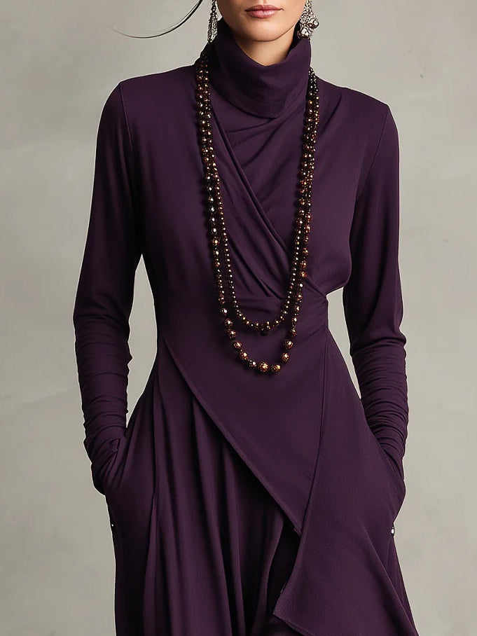 Gianna | Elegant Draped Turtleneck Maxi Dress